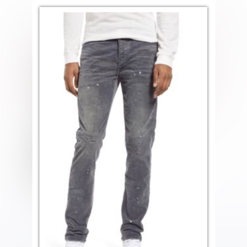 Purple Brand Grey Distressed Corduroy Pants Bleach Splatter Size 31